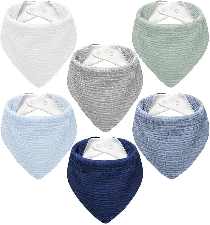 Premium Muslin Baby Bibs - Soft, Triangular Design | Solid Color Drool Bibs for Teething, Unisex