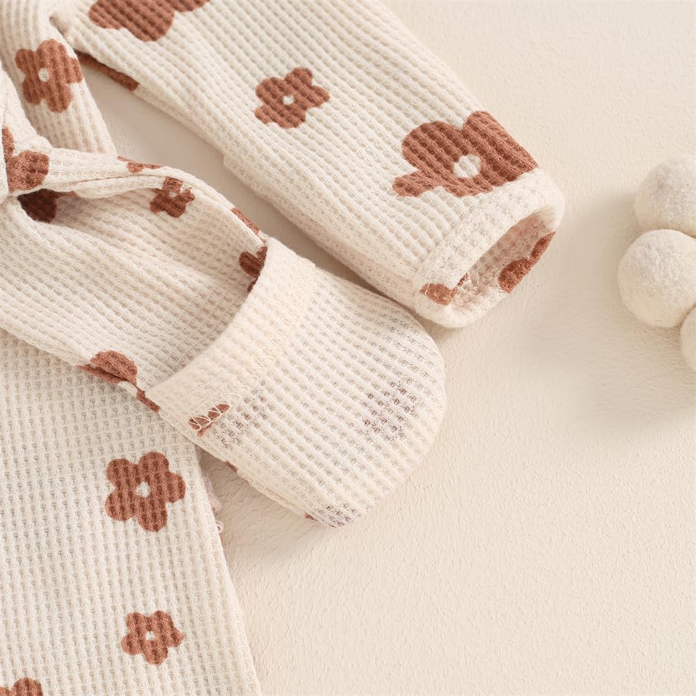 Newborn Baby Girl Fall Winter Outfits Clothes Knit Jumpsuit Ruffle Romper Newborn Coming Home Outfit for Baby Girl