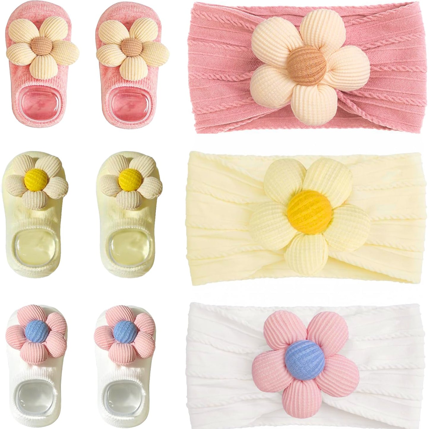CÉLLOT 5 Pcs Baby Flower Headbands Baby Girls Nylon Headbands Soft Hairbands Hair Accessories for Newborn Infant Toddler Kids