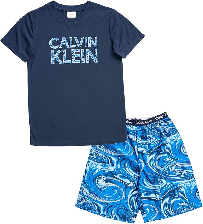 Calvin Klein Boys' Two Piece Sleepwear Top and Bottom Pajama Set