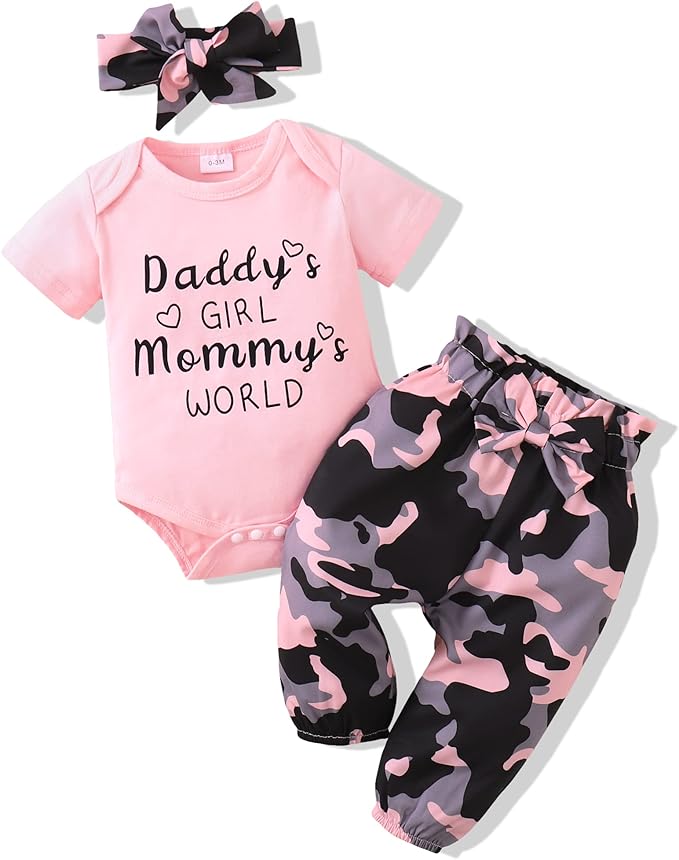 Renotemy Newborn Infant Baby Girl Clothes Summer Outfits Infant Romper Pants Cute Toddler Girl Clothes Gift Set