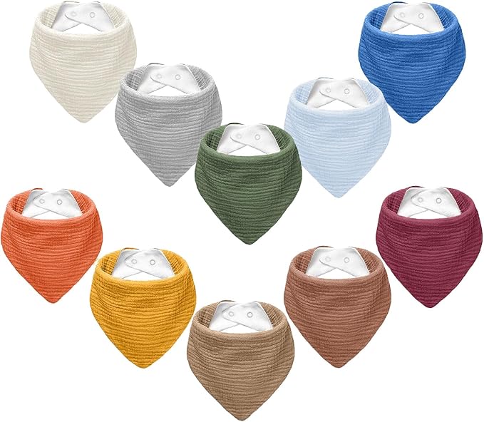 Premium Muslin Baby Bibs - Soft, Triangular Design | Solid Color Drool Bibs for Teething, Unisex