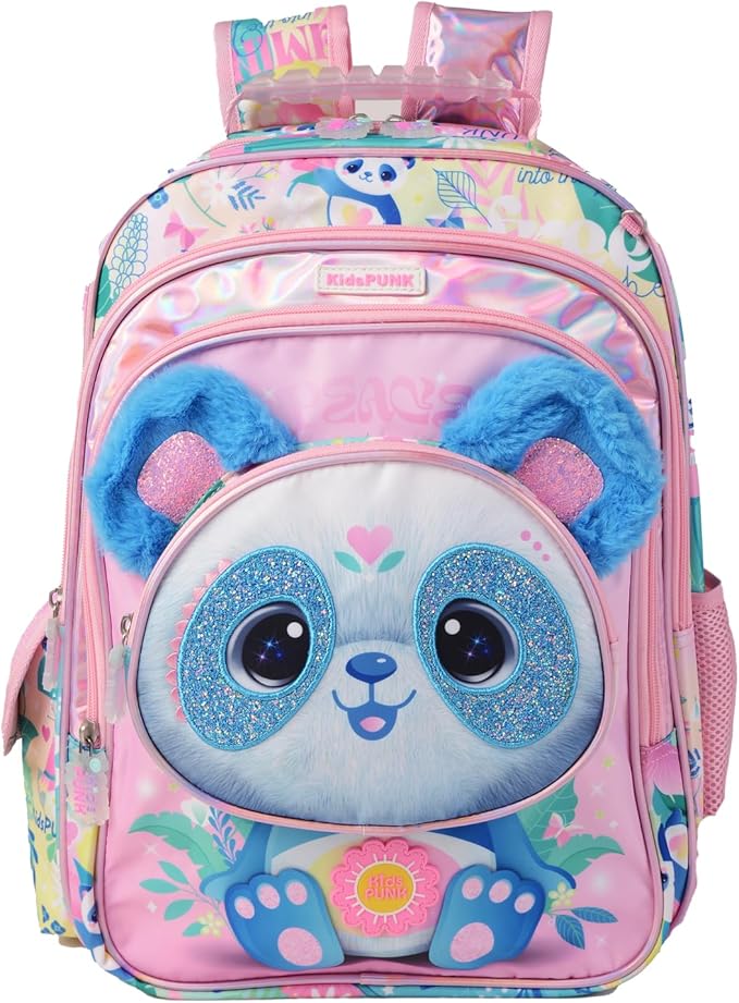 16-inch Girls' Backpack for Preschool & Early Elementary: Purple Cat Design, Classic Style.