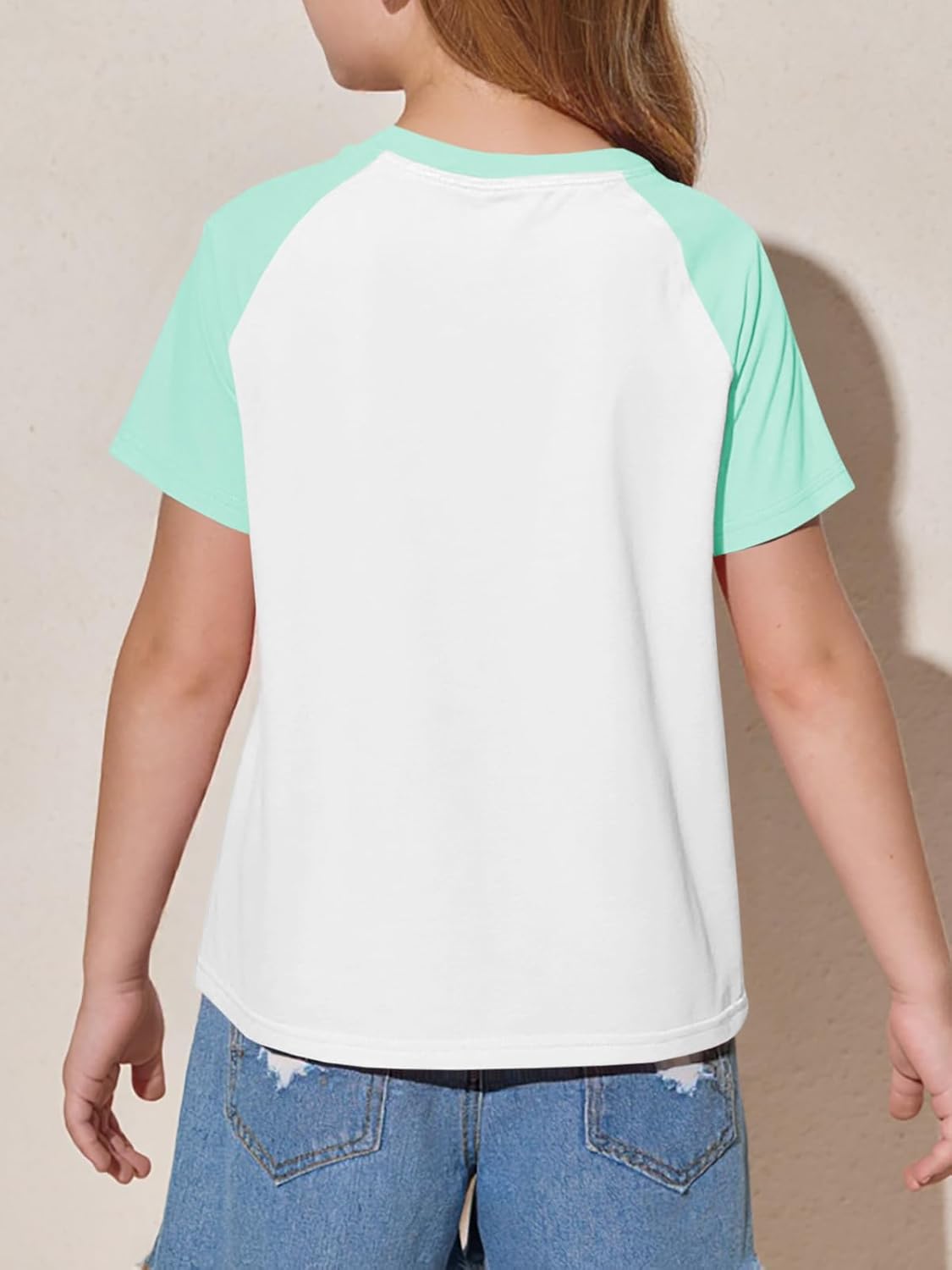 Imily Bela Kids Girls T Shirts Casual Raglan Short Sleeve Crewneck Color Block Summer Tees 5-14 Years