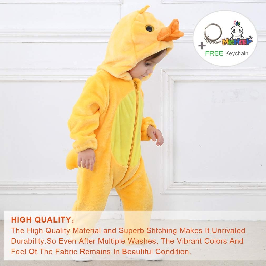 MICHLEY Unisex Baby Animal Costume Winter Autumn Flannel Hooded Romper Cosplay Jumpsuit