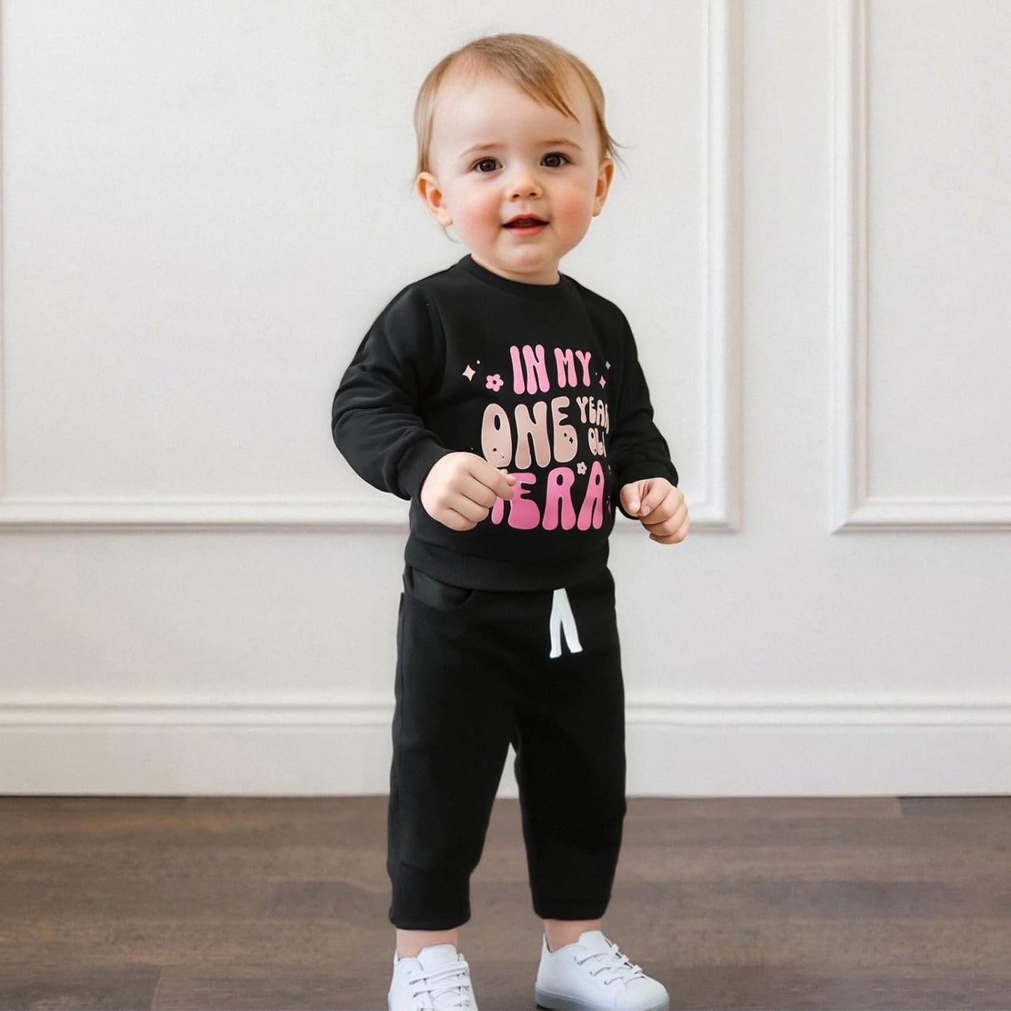 WZTYYDS Baby Girl First Birthday Outfit In My One Year Old Era Sweatshirt Fall Long Sleeve 1st Birthday Shirt Pants Set