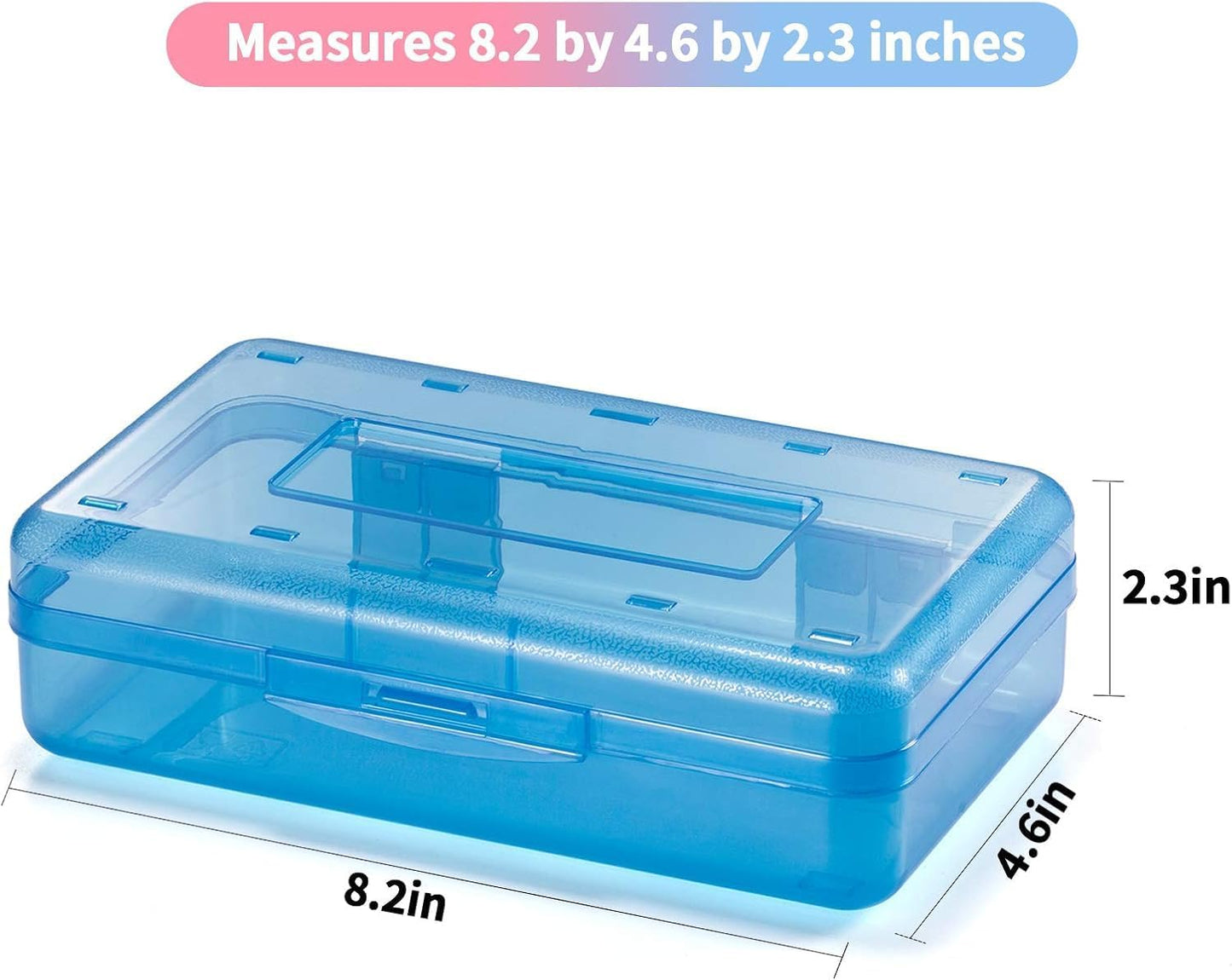 Sooez 1 Pack Clear Pencil Box, Plastic Hard Pencil Case with Stickers, Large Crayon Box with Snap-tight Lid, Stackable Storage Box Art Craft Marker Organizer Box for Kids Boys Back to School, Green