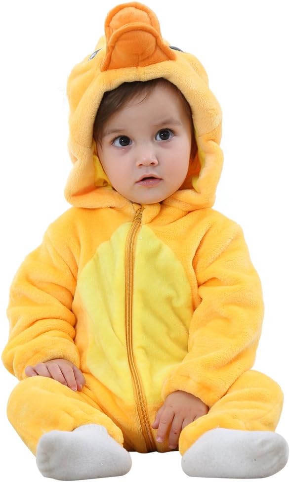 MICHLEY Unisex Baby Animal Costume Winter Autumn Flannel Hooded Romper Cosplay Jumpsuit