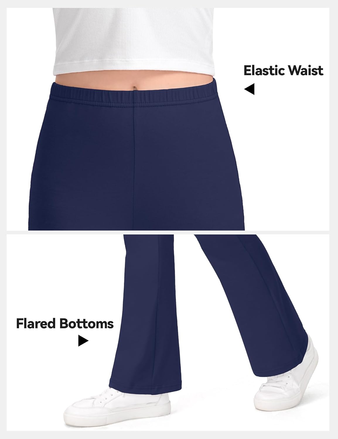 KEREDA 3 Pack School Uniform Pants for Girls Flare Leggings Bell Bottoms Trendy Clothes for Teen Girls Kids