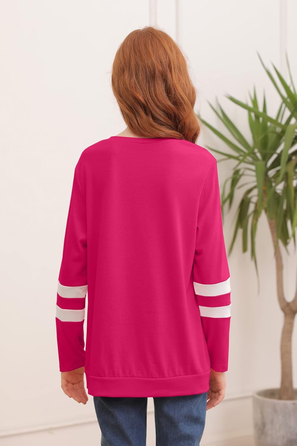 Ebifin Girls Casual Short/Long Sleeve T Shirts Kids Loose Soft Striped Color Block Tunic Tops, Tees Blouses Size 4-15 Years