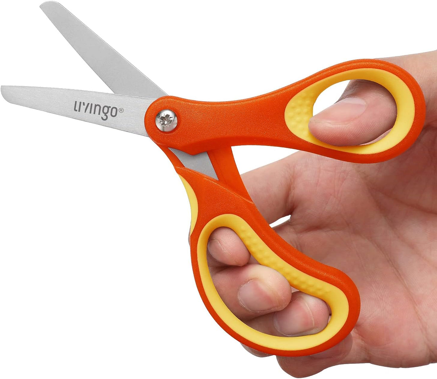 LIVINGO 3-Piece Kids' 5" Scissors Set: Left/Right Handed, Stainless Steel, with Safety Covers, Pre-K Manualide Supplies"