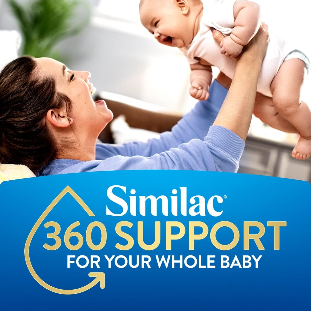 Similac 360 Total Care Infant Formula, Has 5 HMO Prebiotics, Our Closest Prebiotic Blend to Breast Milk, Non-GMO, Baby Formula Powder, 20.6-oz Tub