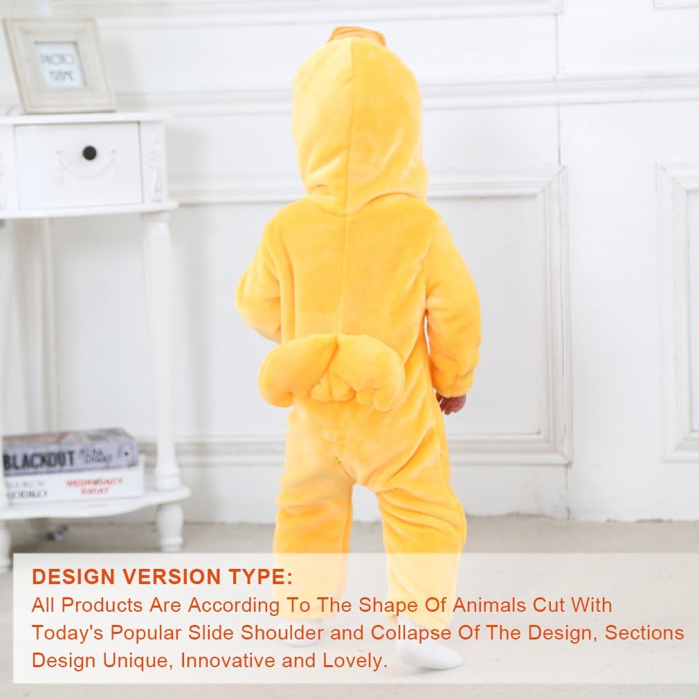 MICHLEY Unisex Baby Animal Costume Winter Autumn Flannel Hooded Romper Cosplay Jumpsuit