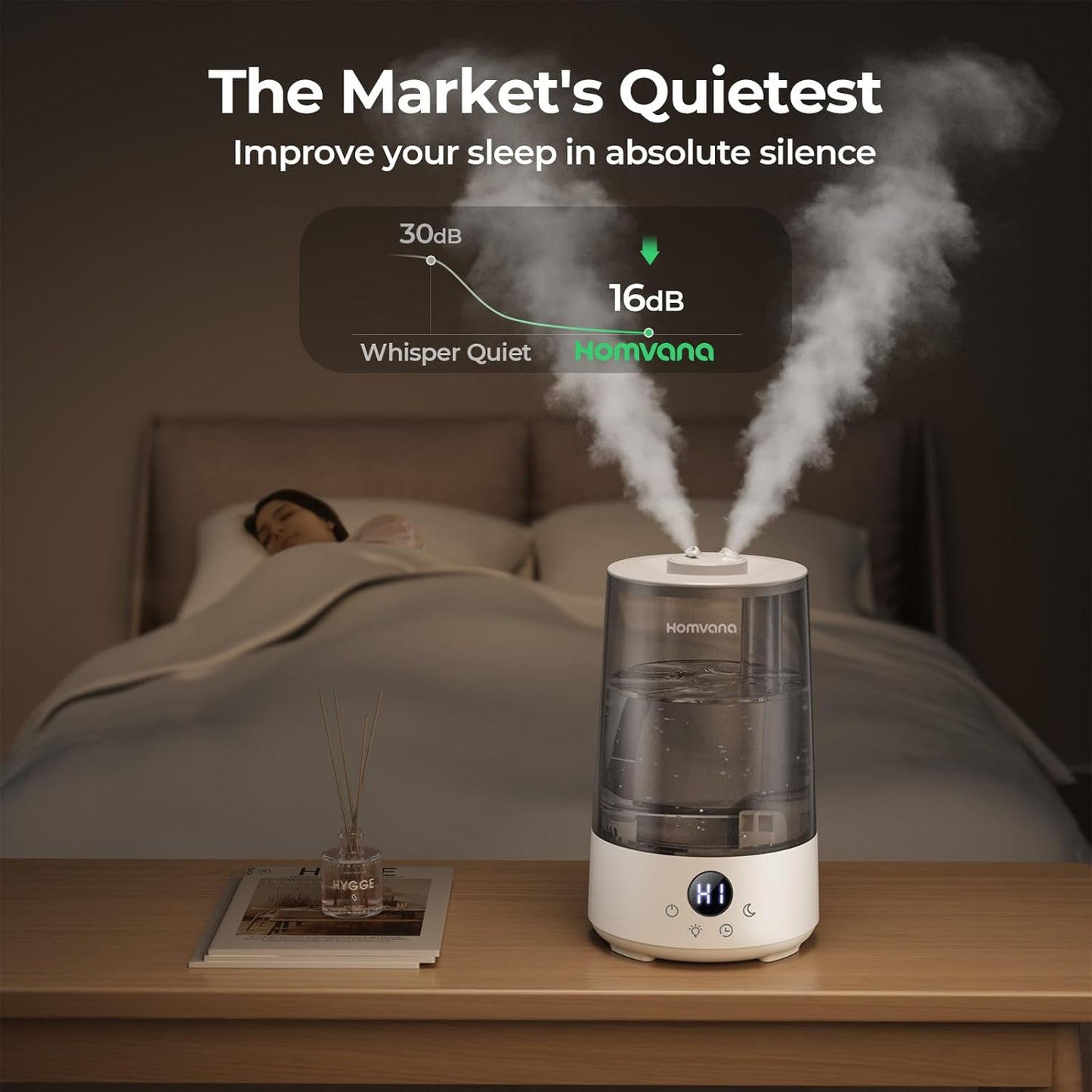 Premium 3.6L Cool Mist Humidifier: 34-Hour Run Time, Ultra-Quiet 16dB, Ideal for Baby Rooms & Aroma Therapy