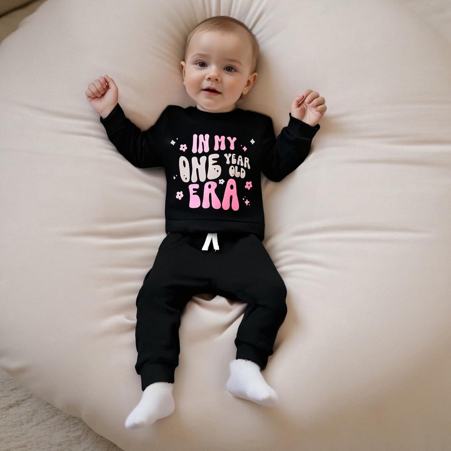 WZTYYDS Baby Girl First Birthday Outfit In My One Year Old Era Sweatshirt Fall Long Sleeve 1st Birthday Shirt Pants Set