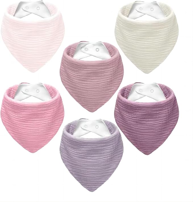 Premium Muslin Baby Bibs - Soft, Triangular Design | Solid Color Drool Bibs for Teething, Unisex