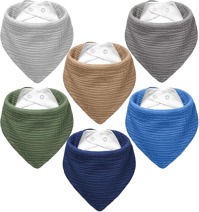 Premium Muslin Baby Bibs - Soft, Triangular Design | Solid Color Drool Bibs for Teething, Unisex
