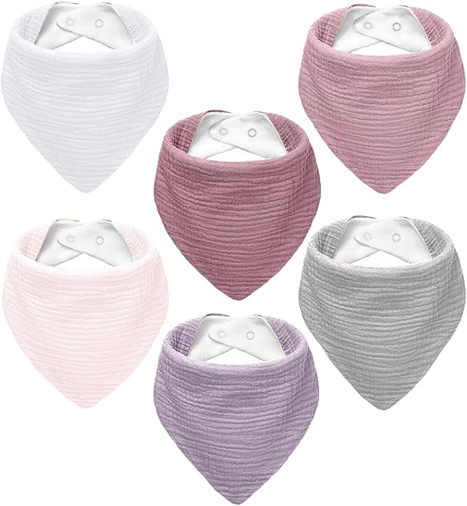 Premium Muslin Baby Bibs - Soft, Triangular Design | Solid Color Drool Bibs for Teething, Unisex