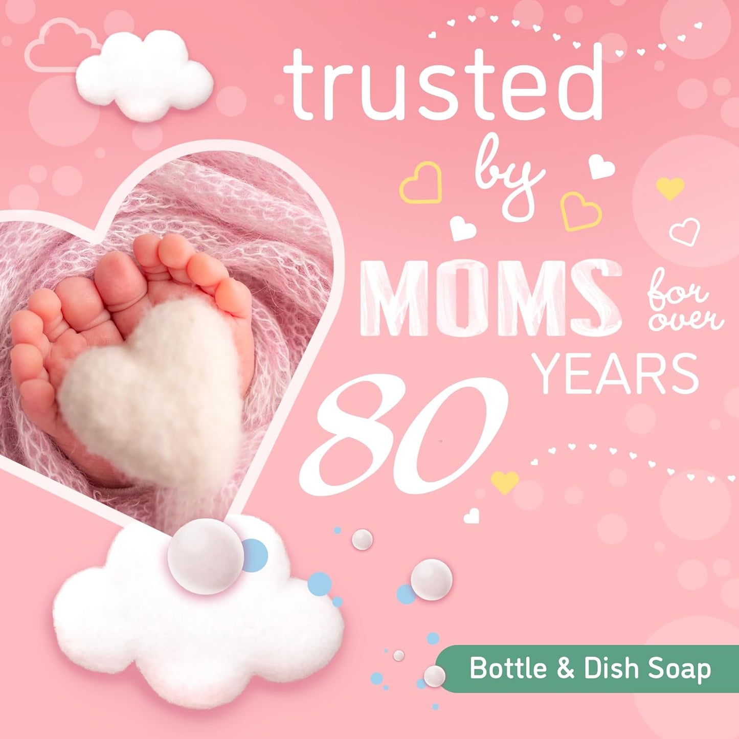 Premium Plant-Based Baby Bottle & Dish Soap - Gentley Removes Milk Film & Odors, Ideal for Bottles, Sippy Cups, Pacifiers, Breast Pumps & More