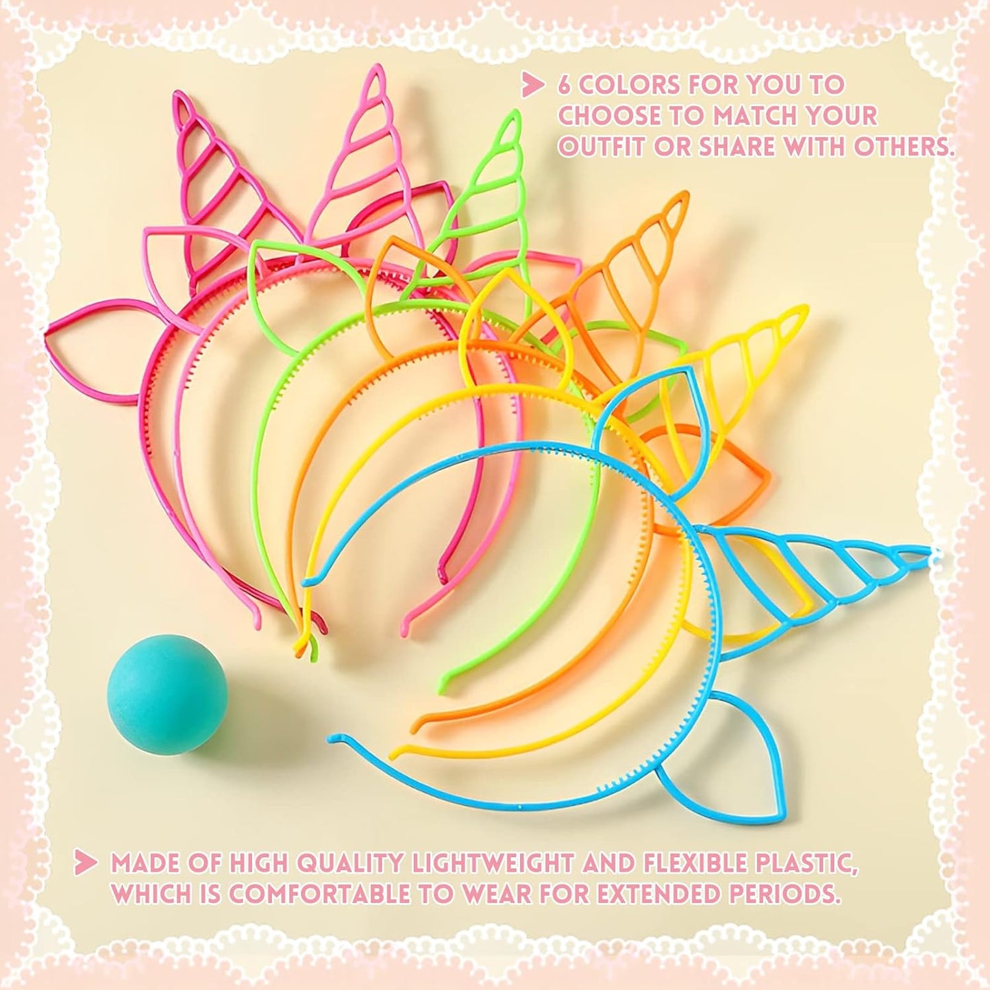 Unicorn Horn Headbands: 24 Plastic Diadems for Kids' Birthday Parties, Accessory Sets for Girls & Boys, Perfect Gift for Toddlers & Teens