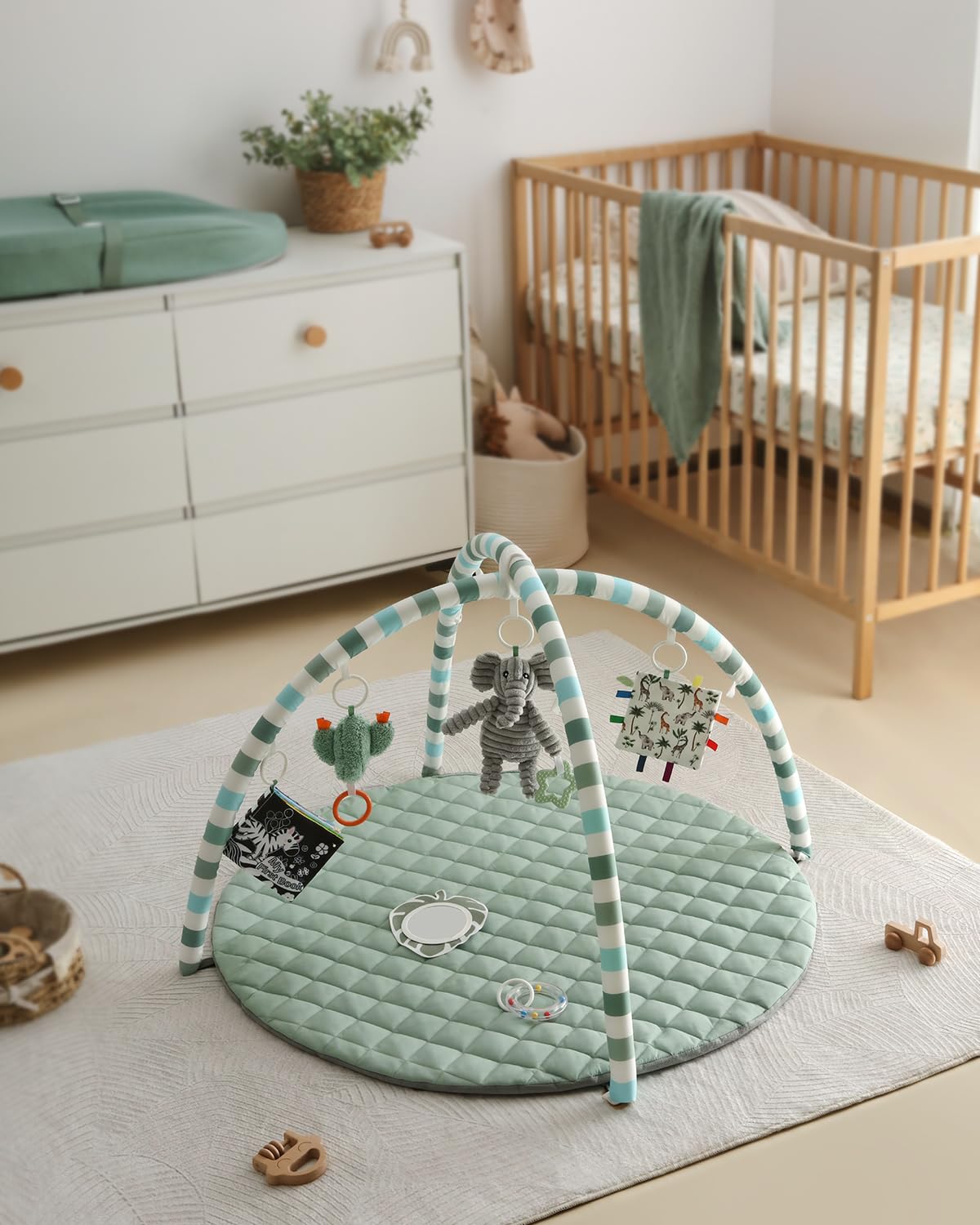 Premium Baby Gym Mat - Blissful Diary | 6 Detachable Sensory-Motor Skill Development Toys 🌈👶