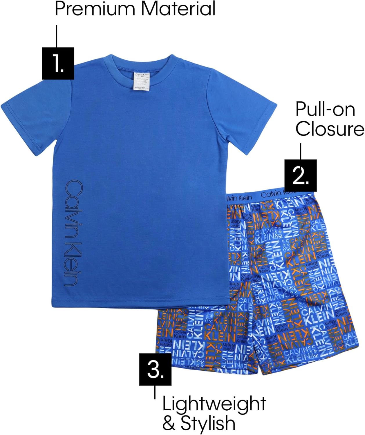 Calvin Klein Boys' Two Piece Sleepwear Top and Bottom Pajama Set