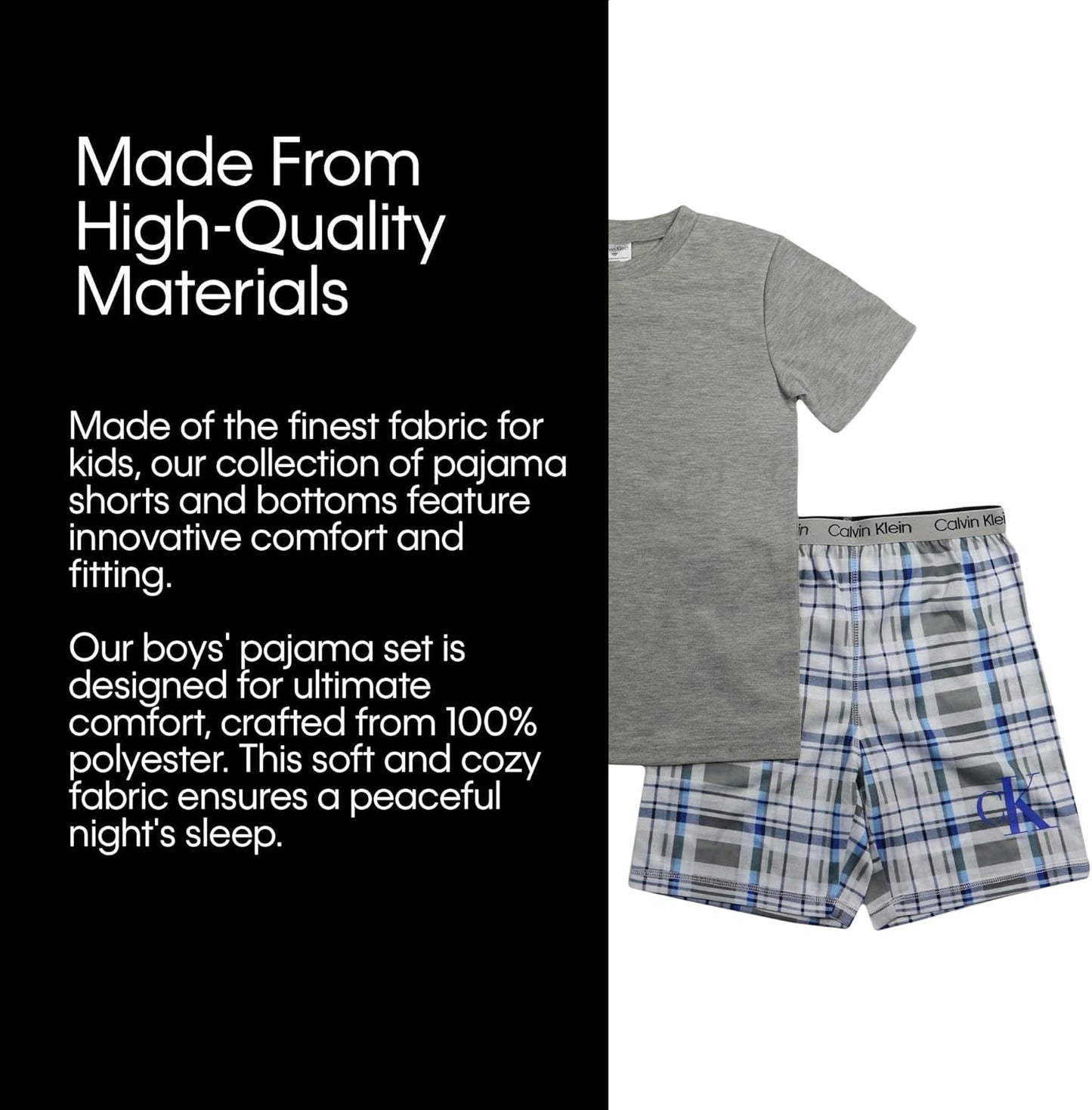 Calvin Klein Boys' Two Piece Sleepwear Top and Bottom Pajama Set