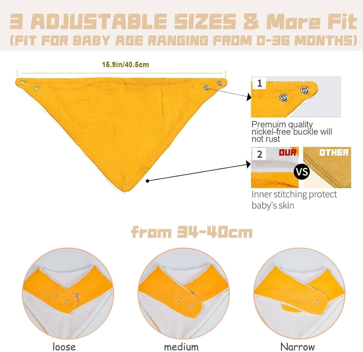 Premium Muslin Baby Bibs - Soft, Triangular Design | Solid Color Drool Bibs for Teething, Unisex