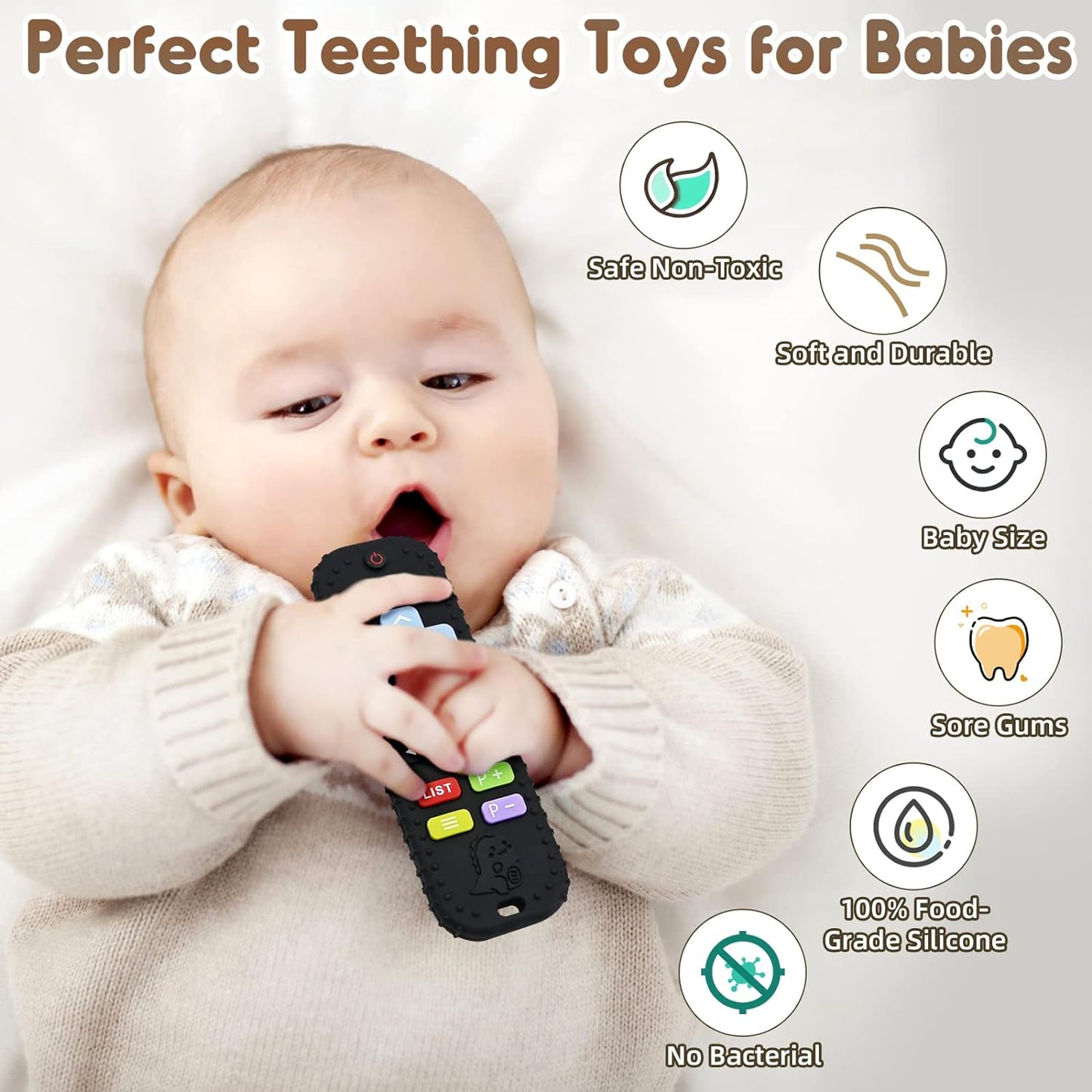 Best Silicone Teething Mitts: Remote-Controlled, Bath-Safe for Babies 3-12 Mos. Essential Toy Kit