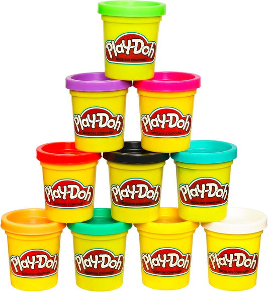 Play Doh Modeling Compound 10-Pack Case of Assorted Colors, Non-Toxic 2 oz. Cans, Halloween Toys & Party Favors, Preschool Toys for Kids, Ages 2+ (Amazon Exclusive)