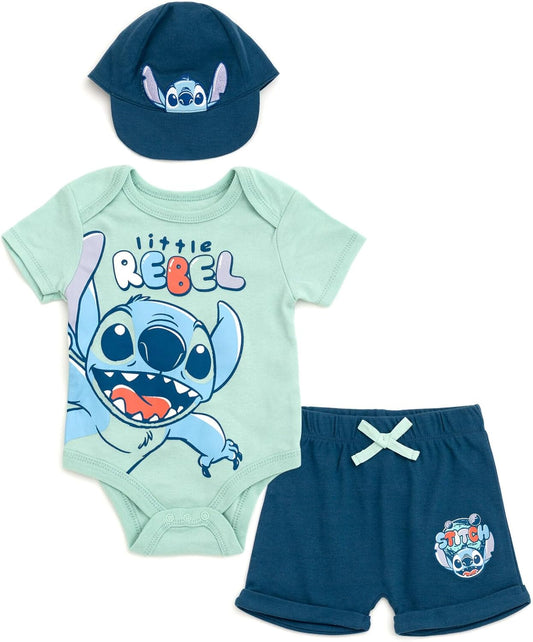 Premium Disney Pixar Set: Baby Romper, Shorts, & Baseball Cap (0-24 months) - Top Quality Assurance