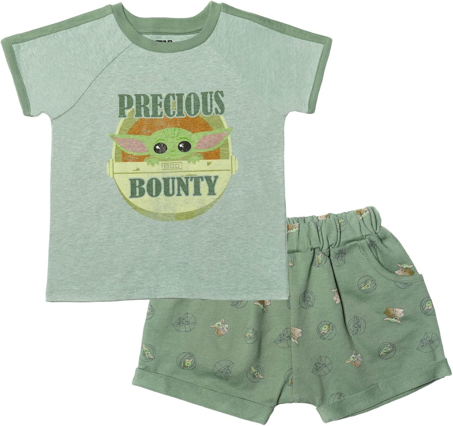 Best Value! Star Wars Mandalorian Kid's Set: French Terry Tee & Shorts