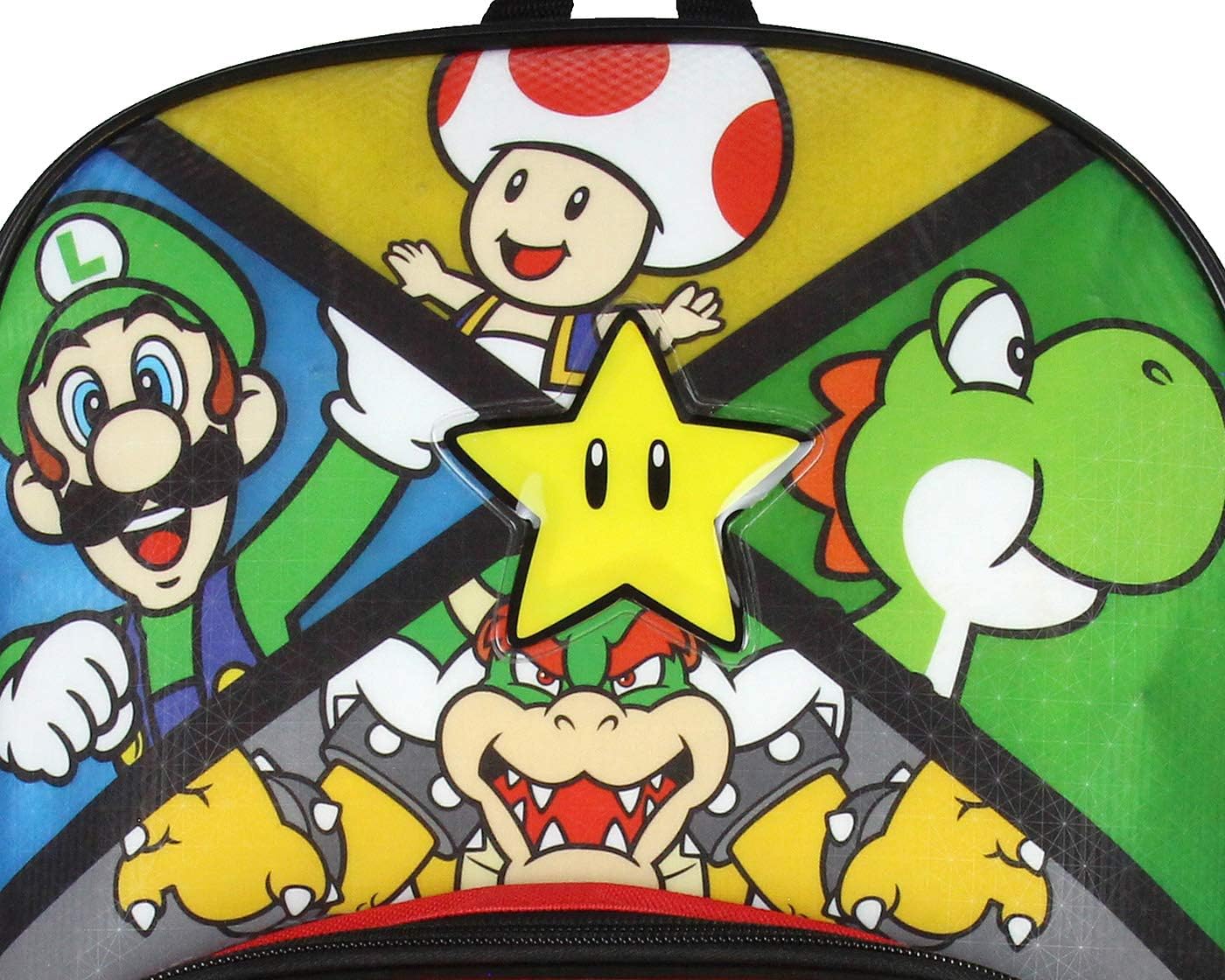 Mario Kids' Backpack with Front-Triggered LED Light, Vibrant Multi-Color, One Size, Traditional Style.