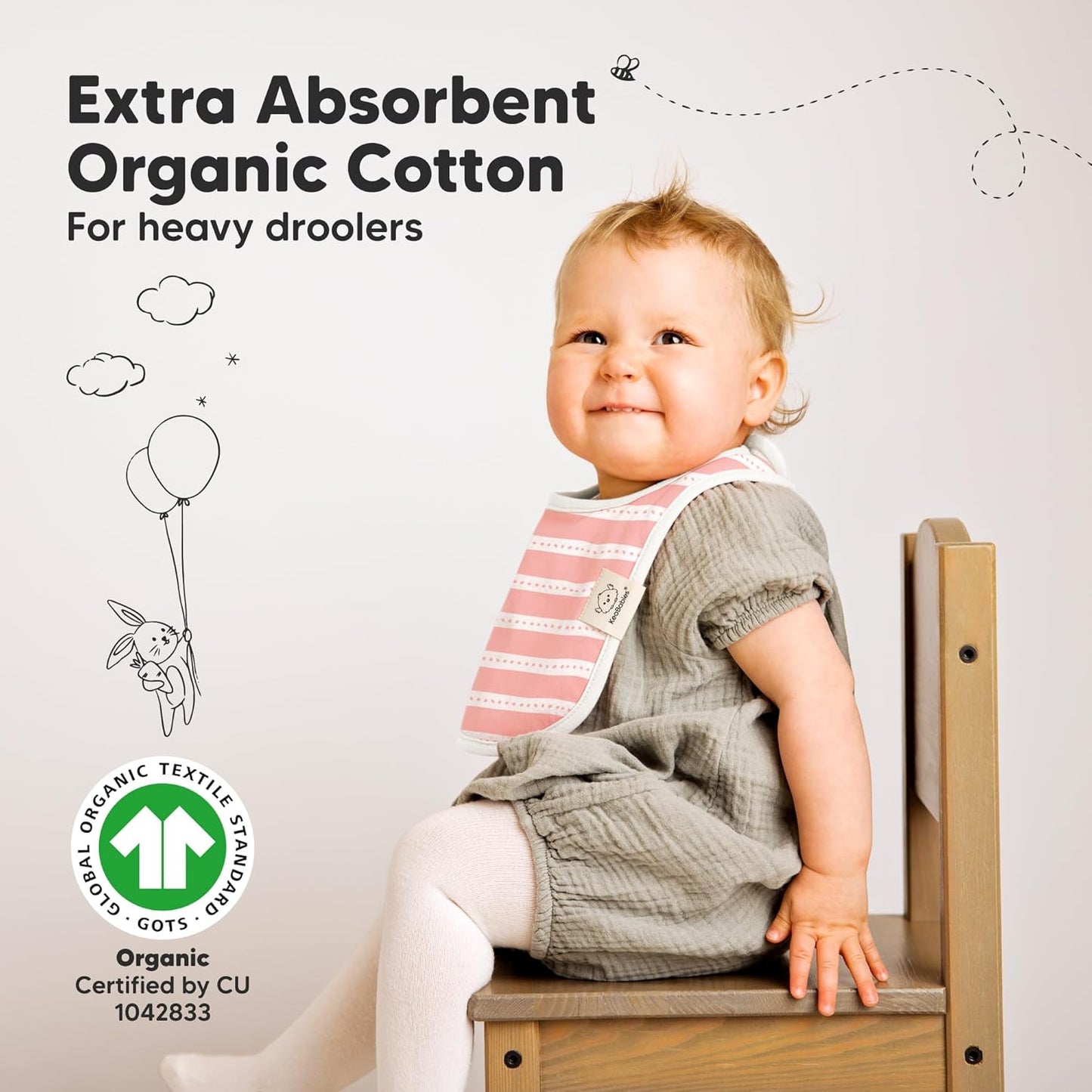 Best Organic Baby Bib Set (8-Piece) - Dual-Layer Dentalization Bibs for Boys & Girls, Premium Gift for Newborns (Sweet Charm)