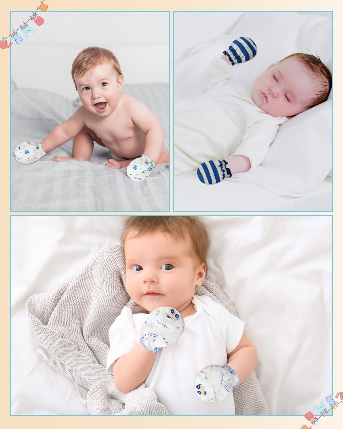 Premium Cotton Scratch-Resistant Hats for Newborns - RATIVE Brand, 0-6 Months