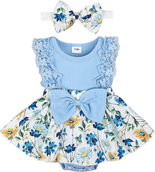 Newborn Girl's Baby Clothes: Elegant Sleeveless Lace Dress with Ruffles & Headband, Sizes 0-12 Months