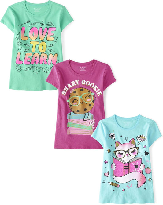 Children's Place Graphic Short-Sleeve Tees for Girls, Multipack