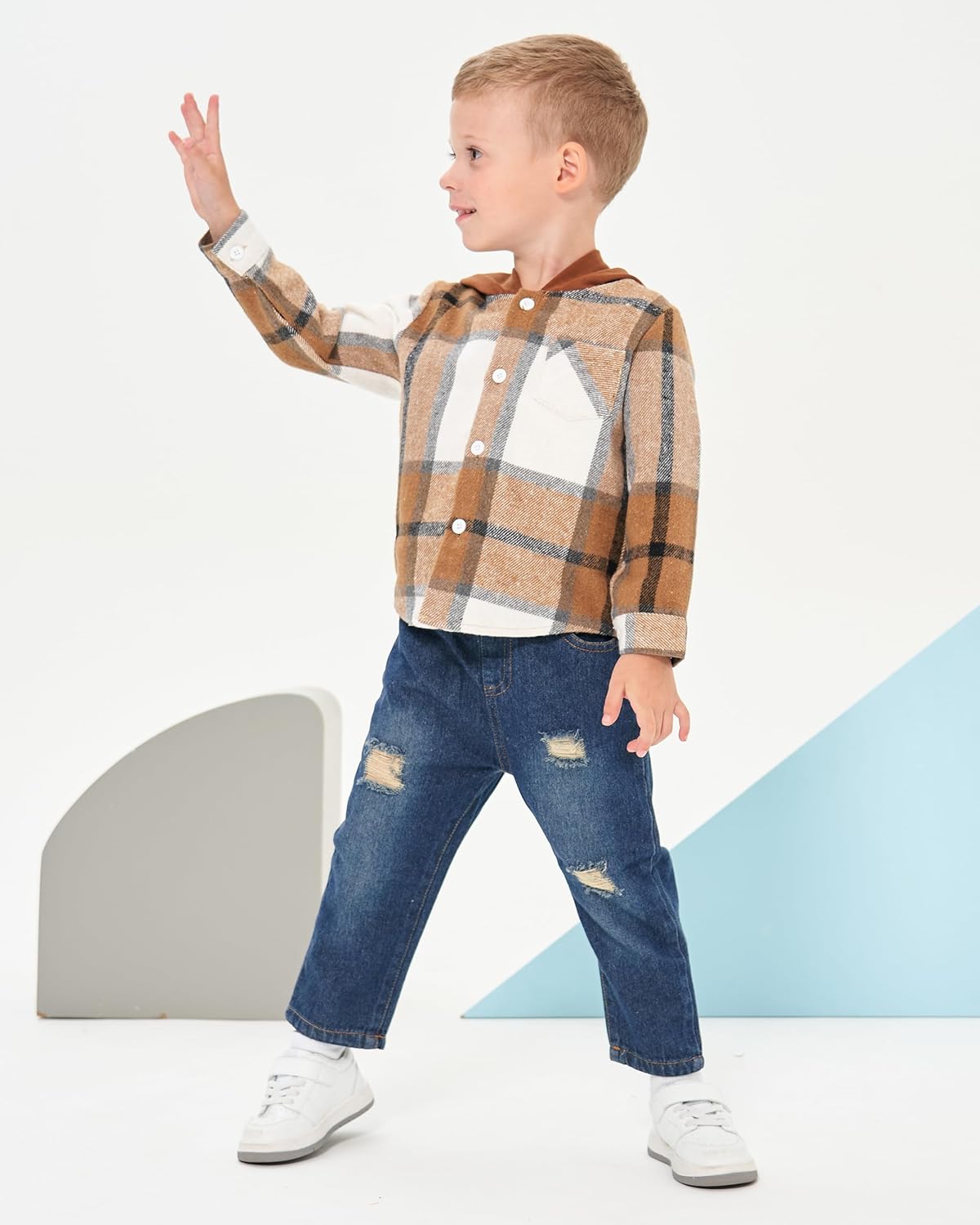 Renotemy Toddler Baby Boy Clothes Denim Outfits Infant Hooded Sweatshirt Jeans Pants Little Boys Clothing