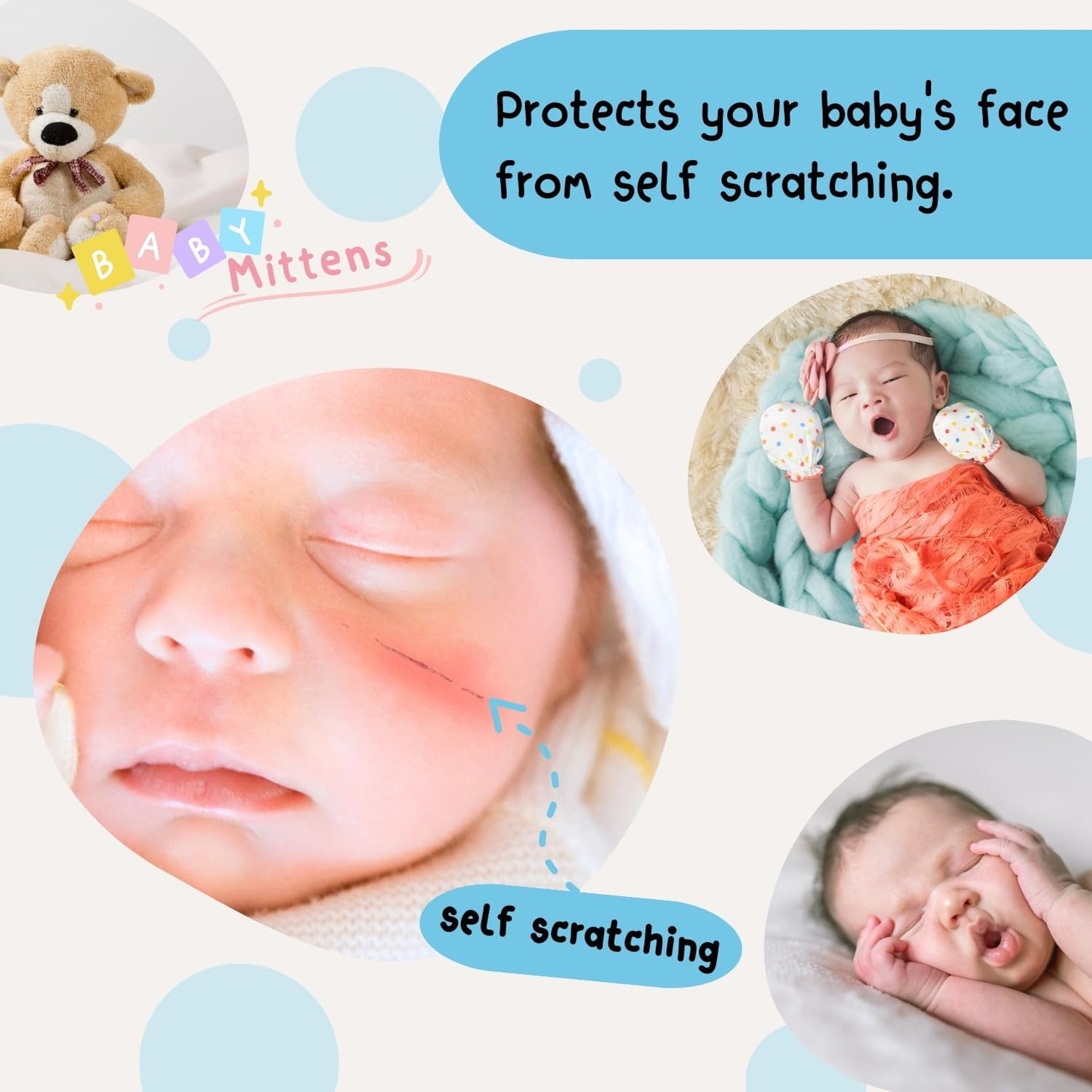 Premium Cotton Scratch-Resistant Hats for Newborns - RATIVE Brand, 0-6 Months