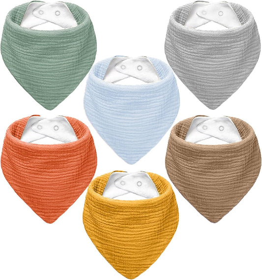 Premium Muslin Baby Bibs - Soft, Triangular Design | Solid Color Drool Bibs for Teething, Unisex