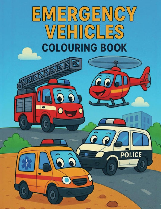 Emergency Vehicles Colouring Book for Kids Ages 3-8: 35 Big, Bold Rescue Trucks, Police Cars, Ambulances & Helicopters to Colour: Build Fine-Motor ... Heroes (Colouring Books for 3 - 6 Year olds)