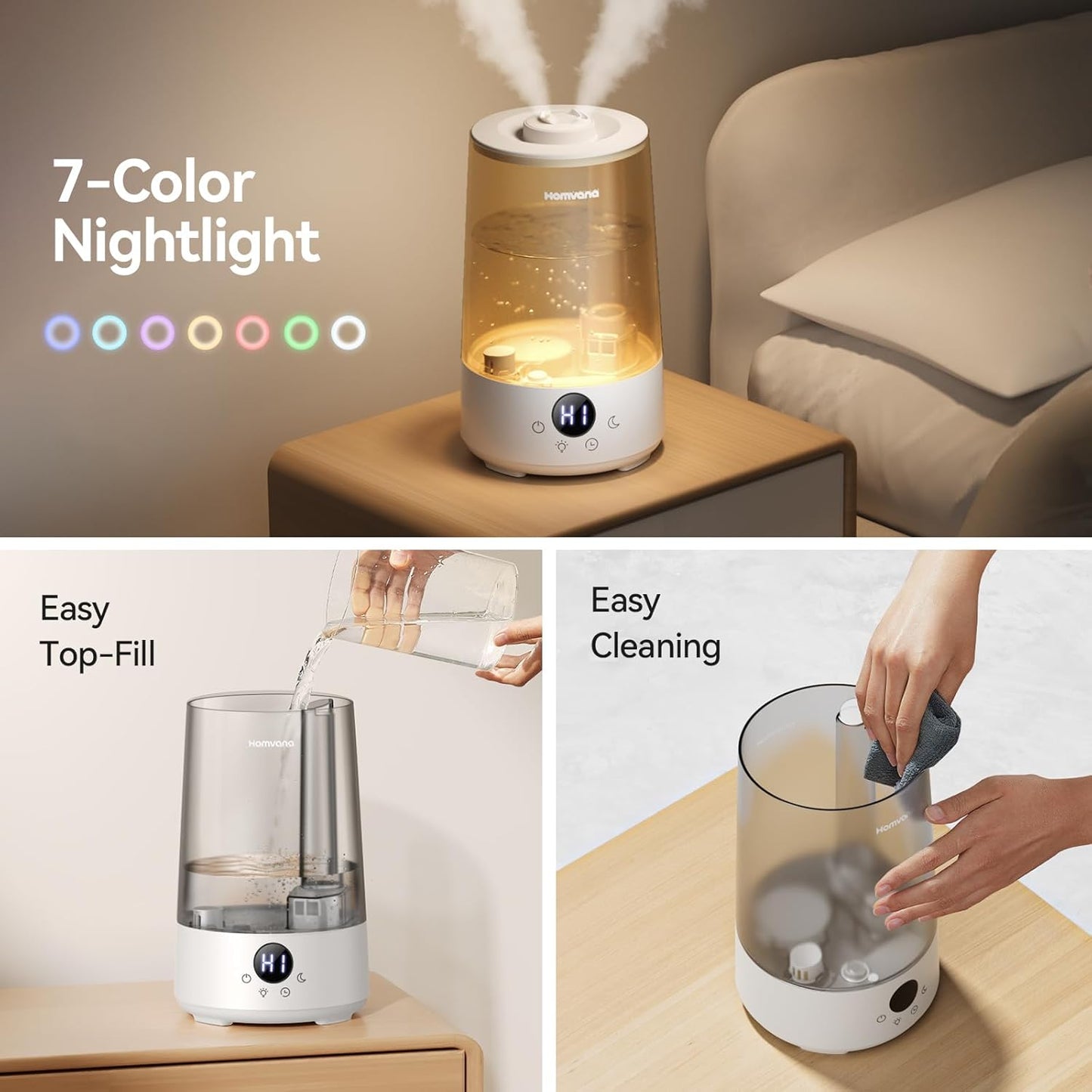 Premium 3.6L Cool Mist Humidifier: 34-Hour Run Time, Ultra-Quiet 16dB, Ideal for Baby Rooms & Aroma Therapy