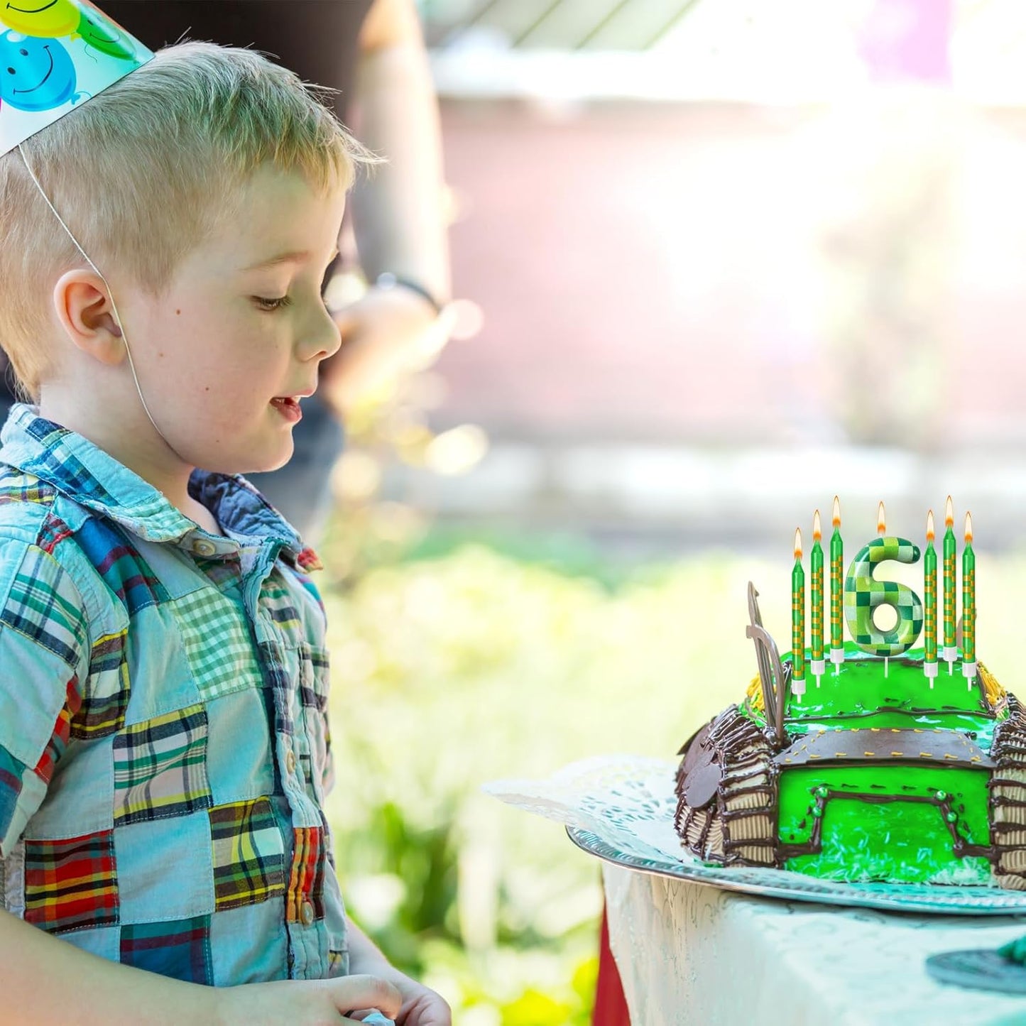 Zlongron 13 Green Pixel Birthday Candles – Kid-Friendly for Parties & Celebrations