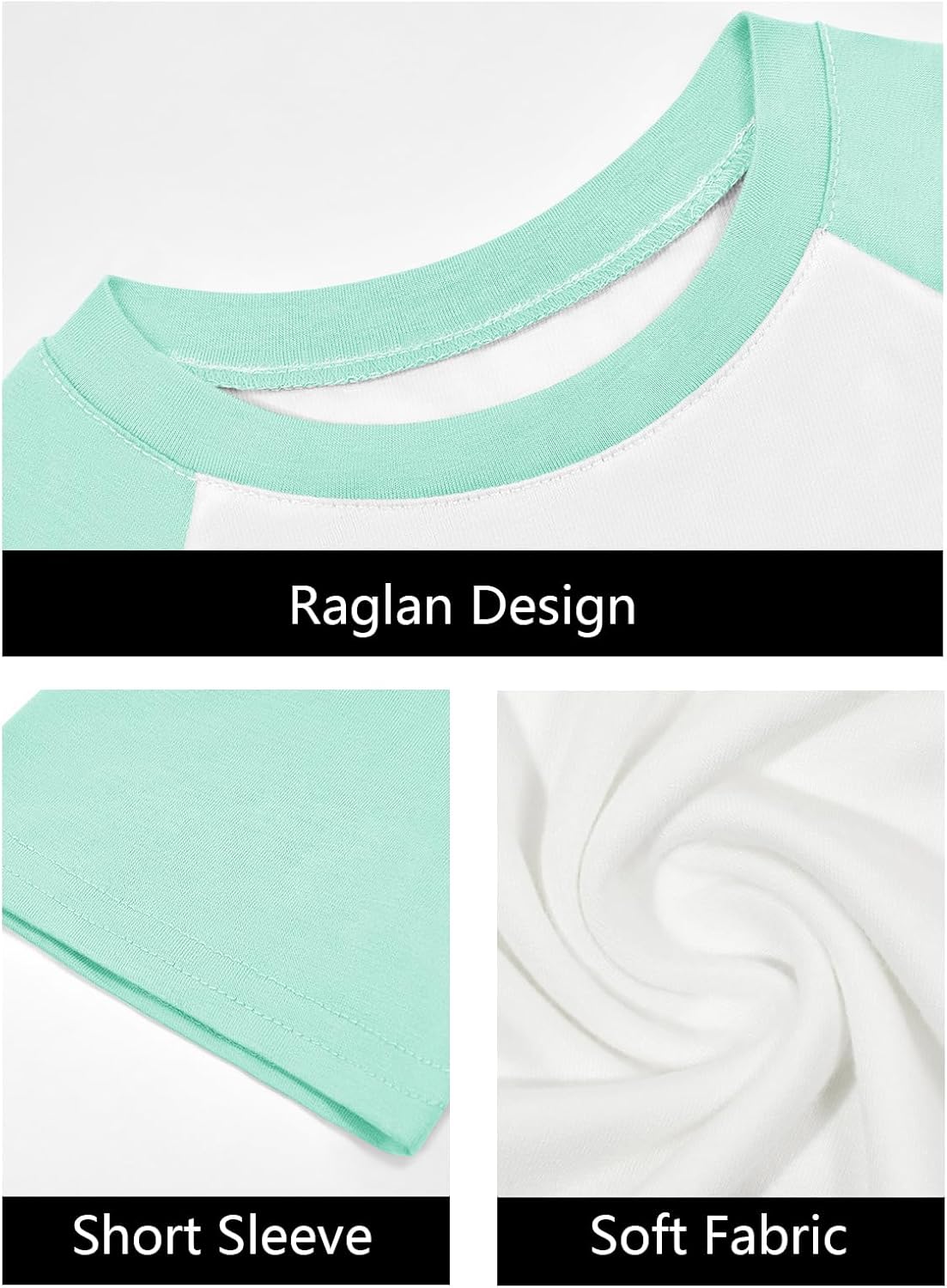 Imily Bela Kids Girls T Shirts Casual Raglan Short Sleeve Crewneck Color Block Summer Tees 5-14 Years