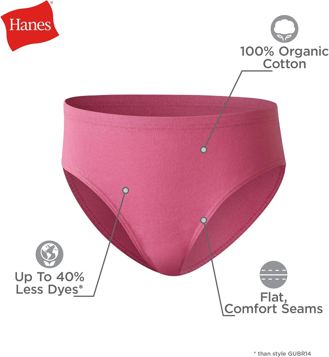 Hanes Ultimate Girls' Underwear, Pure Comfort Organic Cotton, 8-Pack
