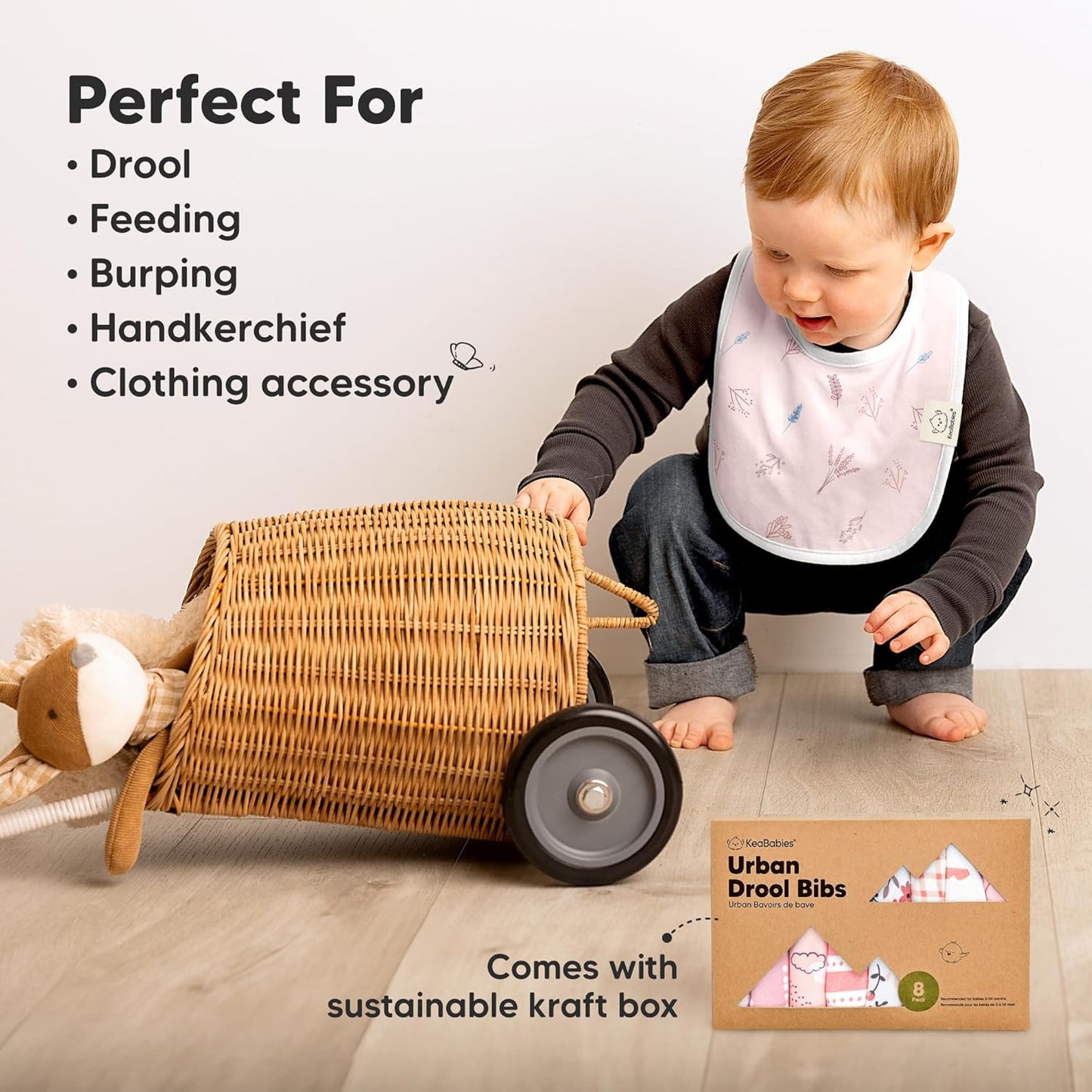 Best Organic Baby Bib Set (8-Piece) - Dual-Layer Dentalization Bibs for Boys & Girls, Premium Gift for Newborns (Sweet Charm)