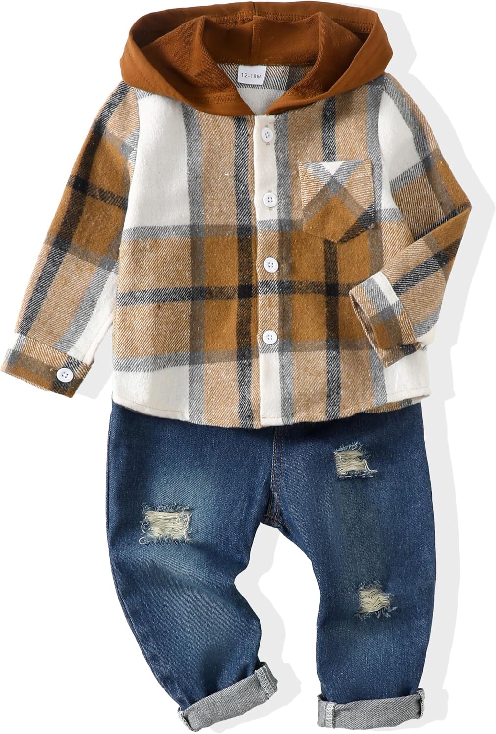 Renotemy Toddler Baby Boy Clothes Denim Outfits Infant Hooded Sweatshirt Jeans Pants Little Boys Clothing