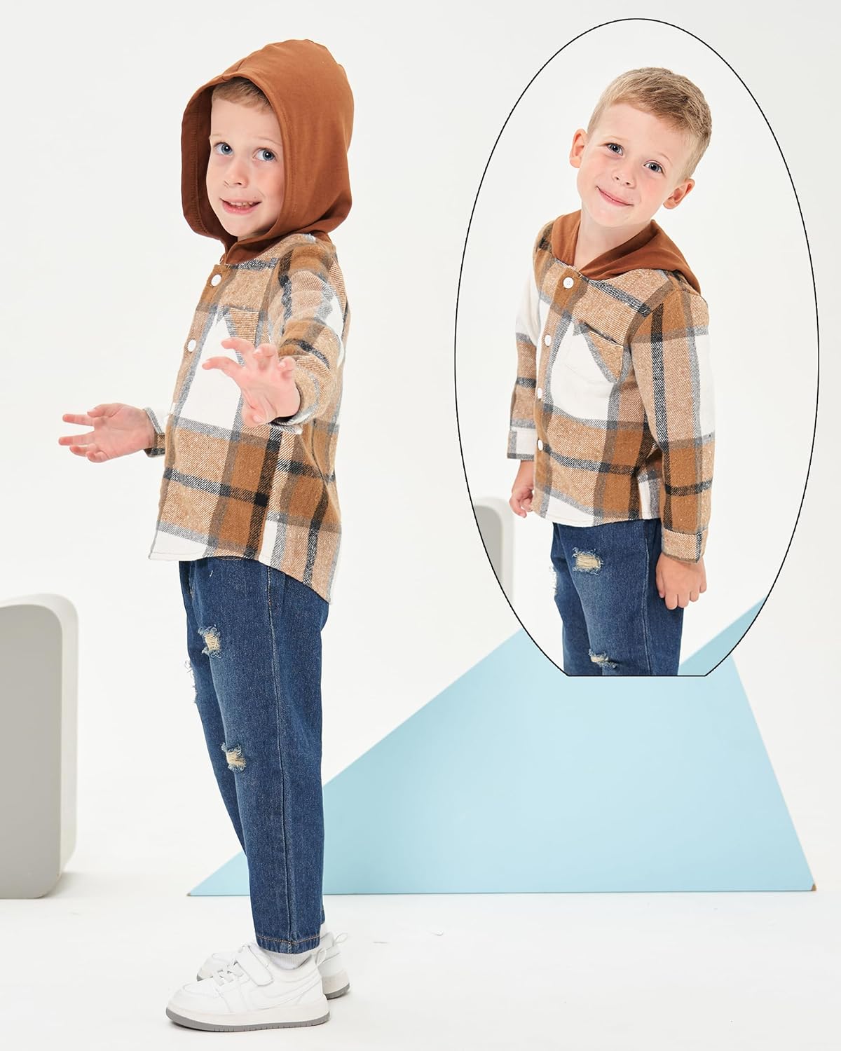 Renotemy Toddler Baby Boy Clothes Denim Outfits Infant Hooded Sweatshirt Jeans Pants Little Boys Clothing