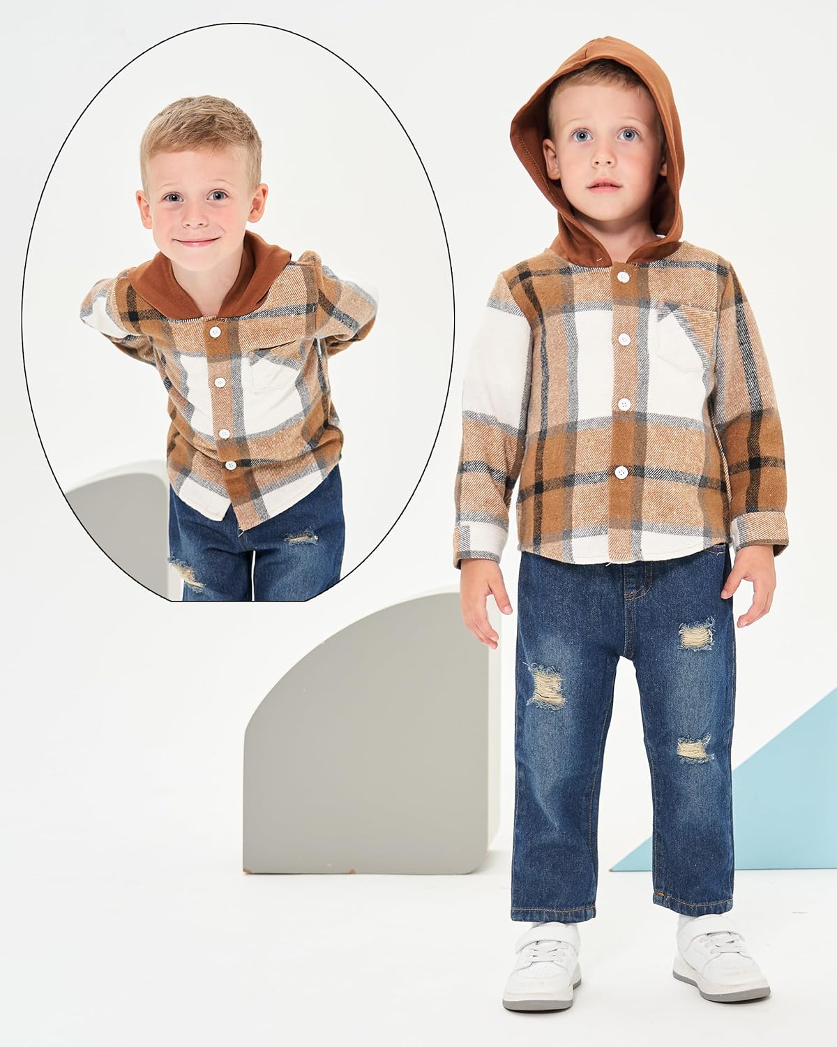 Renotemy Toddler Baby Boy Clothes Denim Outfits Infant Hooded Sweatshirt Jeans Pants Little Boys Clothing