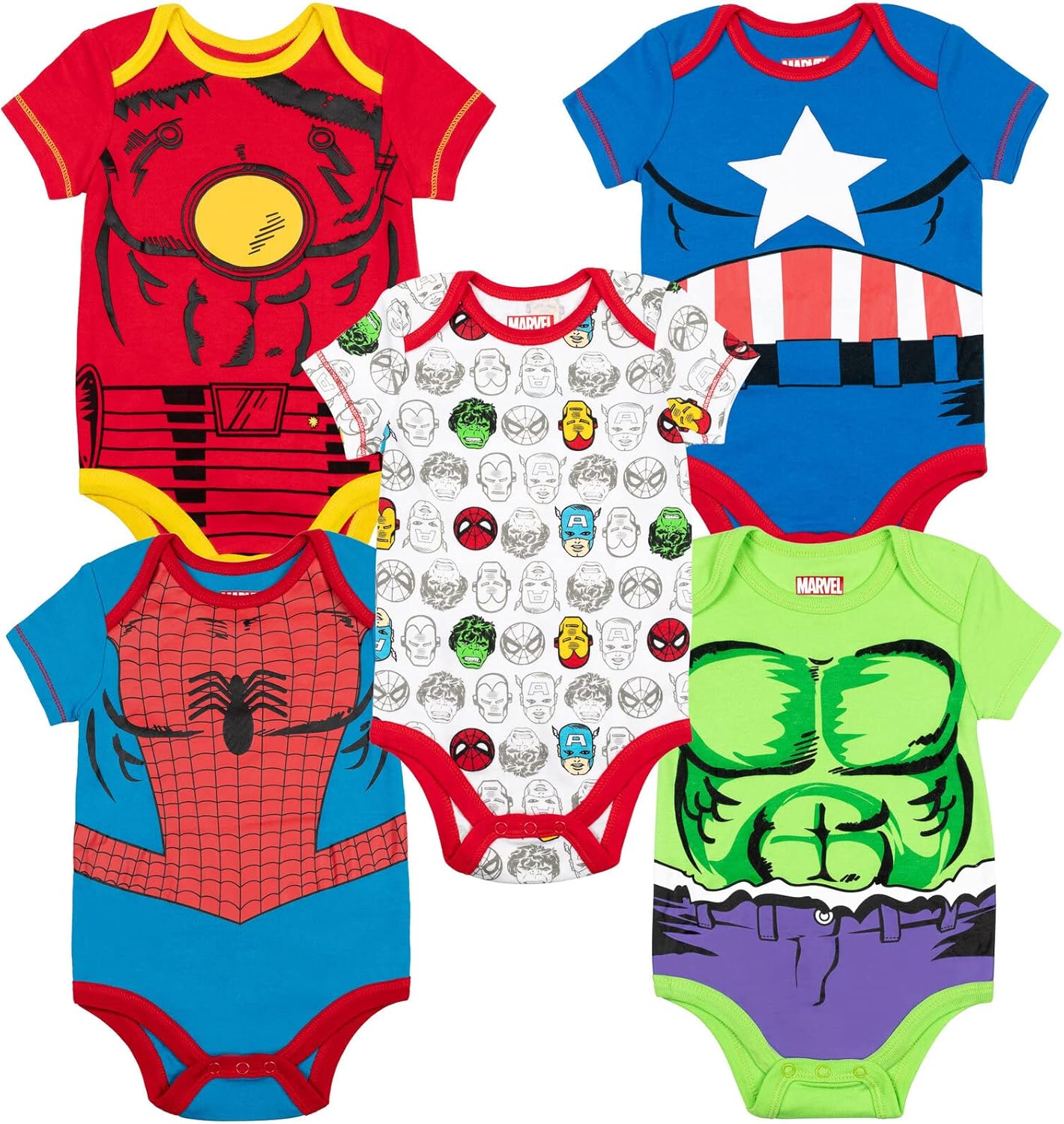 Best-Selling Marvel Boys' Pack - 5 Pieces Featuring Hulk, Spider-Man, Iron Man, & Captain America